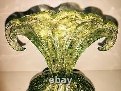 Murano Art Glass Barovier Toso Cordonato d'Oro Murano Golden Ropes Vase 8 1950s