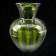 Murano Art Glass Hand Blown Dark Green Round Big Mouth Vase 10.5t 7w