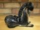 Murano Art Glass Horse Sculpture Black Grey