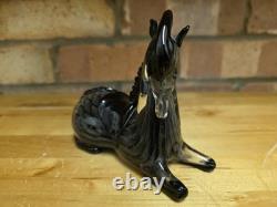 Murano Art Glass Horse Sculpture Black Grey
