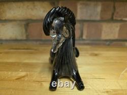 Murano Art Glass Horse Sculpture Black Grey