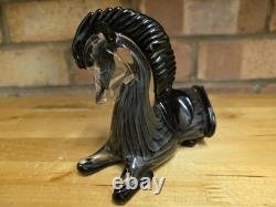 Murano Art Glass Horse Sculpture Black Grey