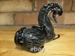 Murano Art Glass Horse Sculpture Black Grey