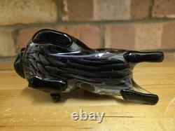 Murano Art Glass Horse Sculpture Black Grey