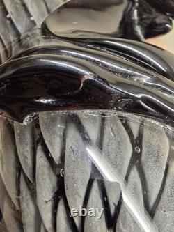 Murano Art Glass Horse Sculpture Black Grey
