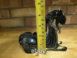 Murano Art Glass Horse Sculpture Black Grey