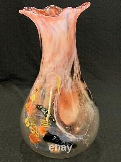 Murano Art Glass Millefiori Vase Hand Blown Made in Italy Signed 10 1/2
