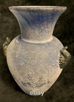 Murano Art Glass Scavo Corosso Vase In The Style Of Seguso 8.5