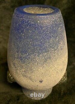 Murano Art Glass Scavo Corosso Vase In The Style Of Seguso 8.5