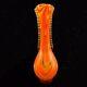 Murano Art Glass Swirly Sides Vase Crystal Orange Red Tall 16t 4w Vintage