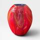 Murano Art Glass Vase Filigrana Red& Black Swirl In Lino Tagliapietra Style 27cm