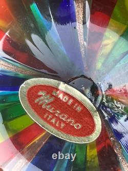 Murano Art Glass Vase Italian Small Hand-Blown Rainbow Striped Vase Estate Vtg