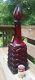 Murano Caged Art Glass Bottle Decanter Floor Vase Ruby Red Huge 28