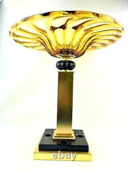 Murano CreArt Venetian 14 Vase Compote 24% Lead Crystal Italian Gold Pedestal