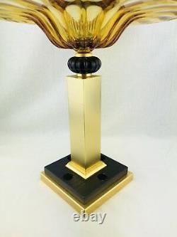 Murano CreArt Venetian 14 Vase Compote 24% Lead Crystal Italian Gold Pedestal