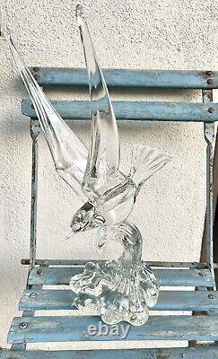 Murano Glass Bird B. R. 1983 Vintage Sculpture Seagull In Flight Wings 16 Tall