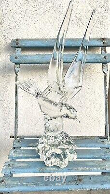 Murano Glass Bird B. R. 1983 Vintage Sculpture Seagull In Flight Wings 16 Tall