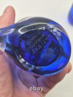 Murano Glass Formia Asian Figurines Signed Numbered 273/500 Cobalt Blue Vintage