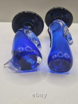 Murano Glass Formia Asian Figurines Signed Numbered 273/500 Cobalt Blue Vintage