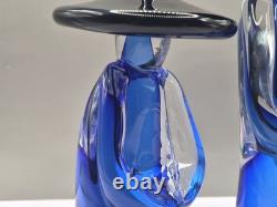 Murano Glass Formia Asian Figurines Signed Numbered 273/500 Cobalt Blue Vintage