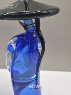 Murano Glass Formia Asian Figurines Signed Numbered 273/500 Cobalt Blue Vintage