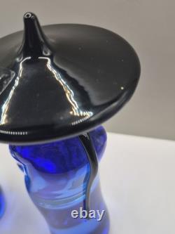 Murano Glass Formia Asian Figurines Signed Numbered 273/500 Cobalt Blue Vintage
