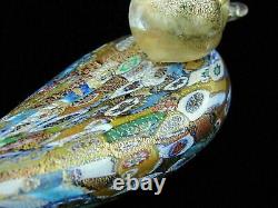 Murano Glass Raffael Art Glass Millefiori & Gold Bird Sculpture with Certificate