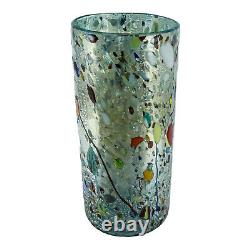 Murano Glass Vase Blue Multi Coloured Handmade Blown Millefiori 23cm Venice