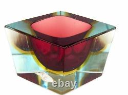 Murano Italian Sommerso Art Glass Multi Faceted Tribute Coloured Space Age Bowl