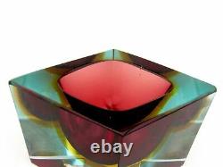 Murano Italian Sommerso Art Glass Multi Faceted Tribute Coloured Space Age Bowl