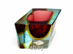 Murano Italian Sommerso Art Glass Multi Faceted Tribute Coloured Space Age Bowl