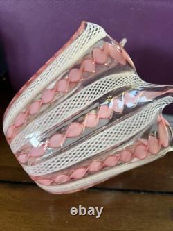 Murano Italy Art Glass Latticinio Aventurine Flecks Fazzoletto/handkerchief Vase