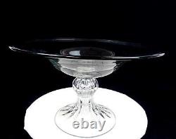 Murano Italy Venetian Clear Art Glass Large Rib Swirl 14 3/8 Compote