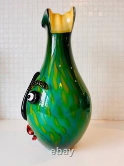 Murano Picasso Style Vase GREEN Face Design Abstract Glass Art New Art