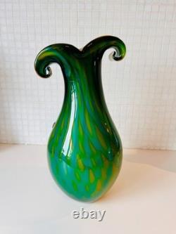 Murano Picasso Style Vase GREEN Face Design Abstract Glass Art New Art