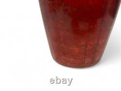 Murano Red Glass Vase 46cm Hand Blown Italian Art Glass Statement Decor Preloved