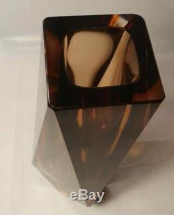 Murano Signed Faceted Mandruzzato Sommerso Cased Art Glass Vase Mid Century