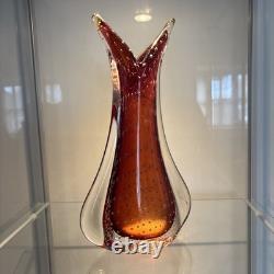 Murano Sommerso art glass vase, lovely bubble effect'bullicante', 1960/70. Rare