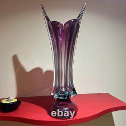 Murano Sommerso art glass vase, potentially by Cristallo Venezia 16 Inch