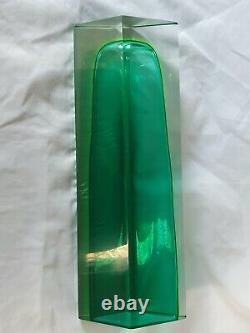 Murano Sommerso tall large green glass vase in angular form