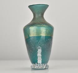 Murano Studio Art Glass Scavo Vase by Gambaro & Poggi Gold Fleck Italian MCM