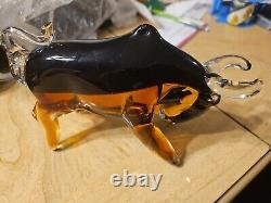 Murano Style Art Glass Charging Bull Toro Badash 9- Brand New open box