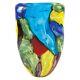 Murano Style Art Glass Colorful Centerpiece Stormy Rainbow Vase, 11 Inches