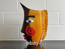 Murano Style Glass Vase Face Art Vase 32cm Handmade Pop Art Deco