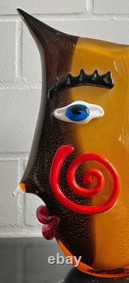 Murano Style Glass Vase Face Art Vase 32cm Handmade Pop Art Deco