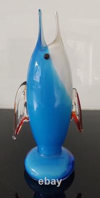 Murano Vase Sculpture in mouth blown Art Glass, Fish Italian Design 1960s