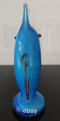 Murano Vase Sculpture in mouth blown Art Glass, Fish Italian Design 1960s