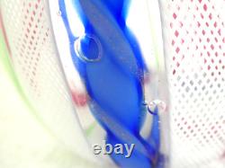 Murano Venetian Latticinio Zanfirico Vase With Applied Ruffled Band 8 1/2