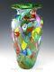 Murano Vetreria Pitau Italy Art Glass 13-3/4 Large Millefiori Vase Excellent