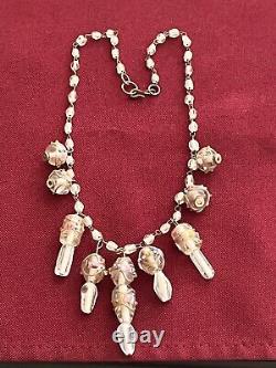 Necklace VTG Venetian Murano Art Glass Italy Beads Rare Wedding Cake Fringe Rare